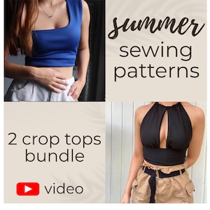 Patrón de costura de top corto para niñas - Top corto personalizado - Patrón de costura de top con cuello halter - Patrón de costura para principiantes - Tallas Xs-Xl / Carta de EE. UU. / A0 / A4 Archivo PDF