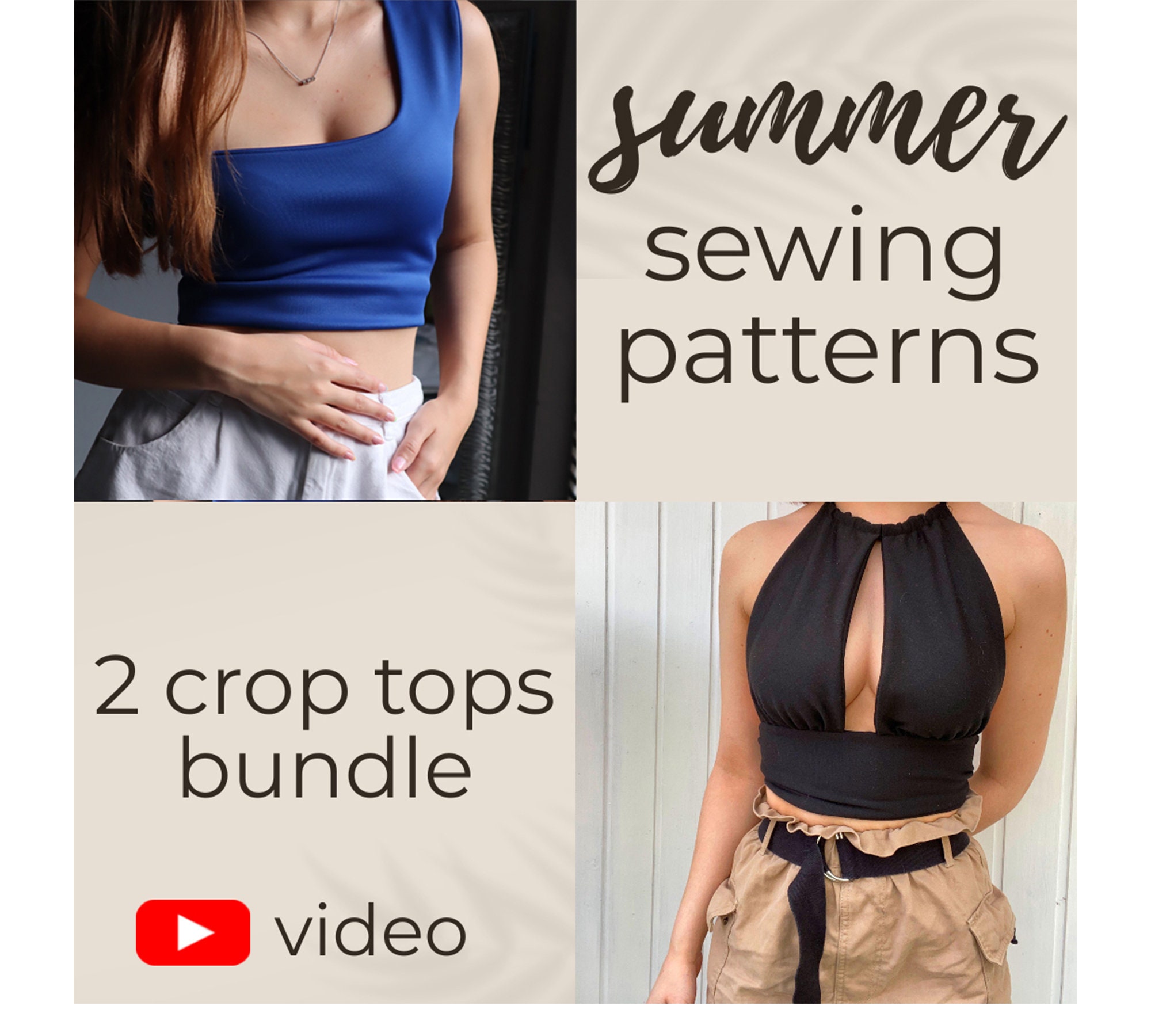 Girls Crop Top Sewing Pattern Custom Crop Top Halter Top Sewing