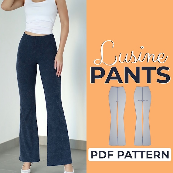 Wide Leg Pants Pattern, Easy Sewing Pattern, High Waisted Flare Pants, Sweatpants XXS - XXXL, A4,A0,USLetter + Detailed Illustrated Tutorial