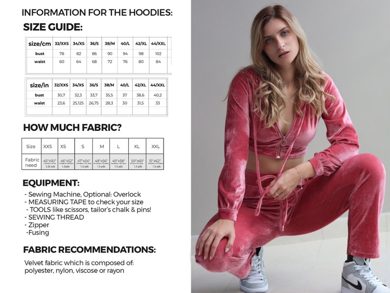 Cropped Zip up Hoodie Sewing Pattern Y2K Hoodie Pattern Etsy