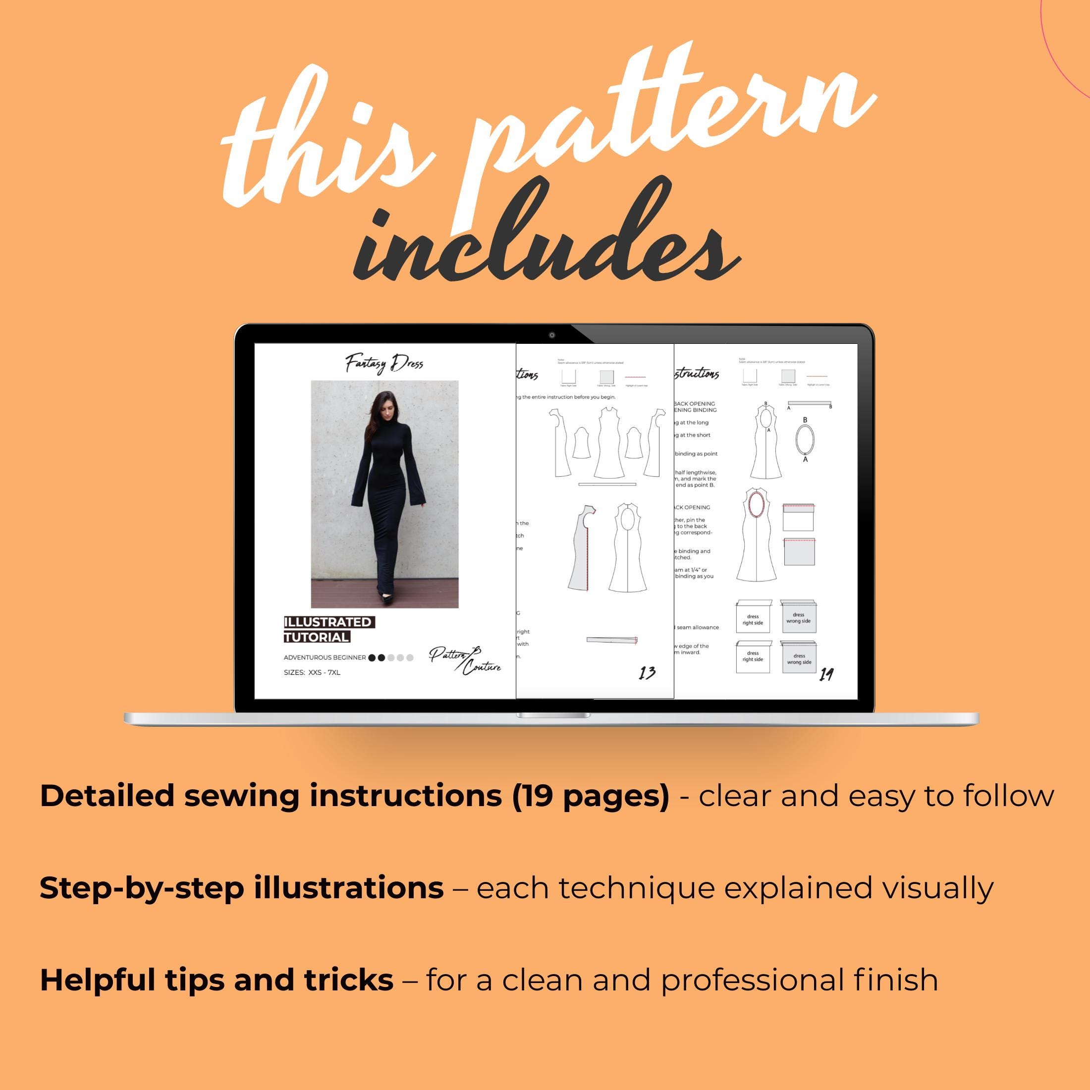Long Sleeve Dress Sewing Pattern | Open Back Bodycon | Easy Beginner ...