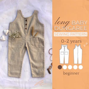 Patrón de mono para niños / Patrón de peto / Patrón fácil para principiantes + Tutorial ilustrado fácil / 2 meses a 2 años / Tamaño A0, A4 y carta de EE. UU.