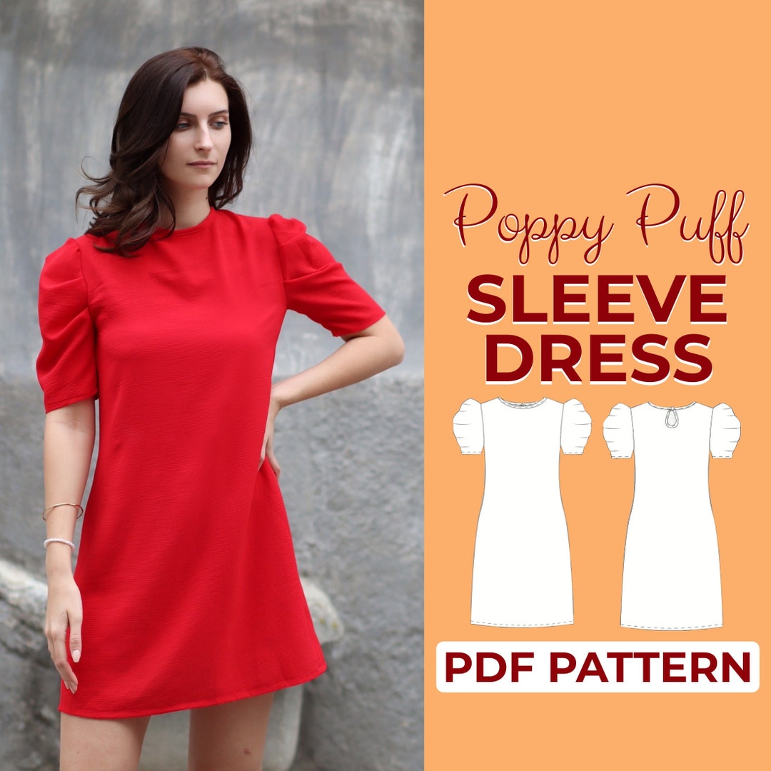 Puff Sleeve Dress Sewing Pattern Shift Dress Pattern Easy Beginner Pattern Easy Illustrated