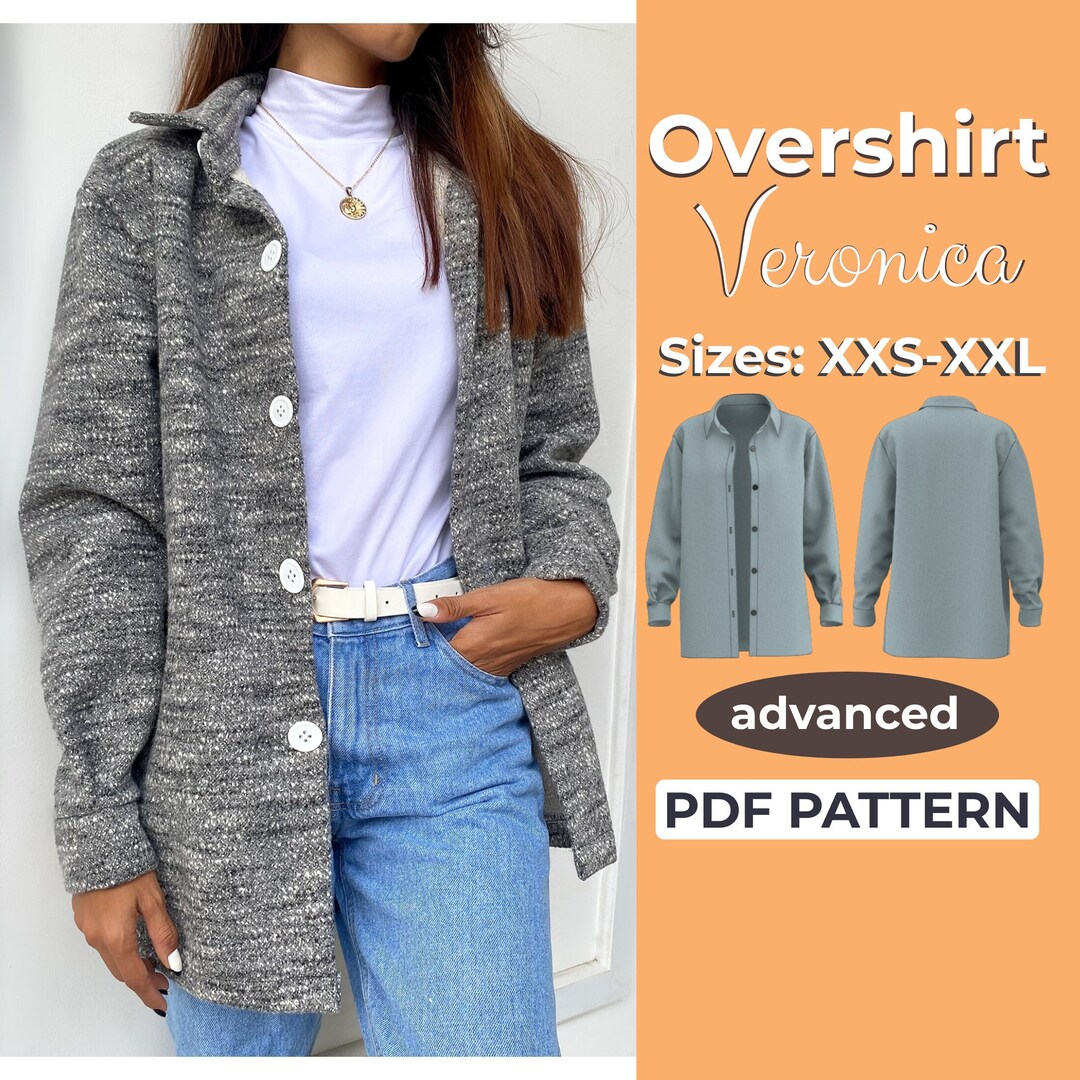 Oversized Shirt Jacket Sewing Pattern Women's Shacket Oversized Shirt ...