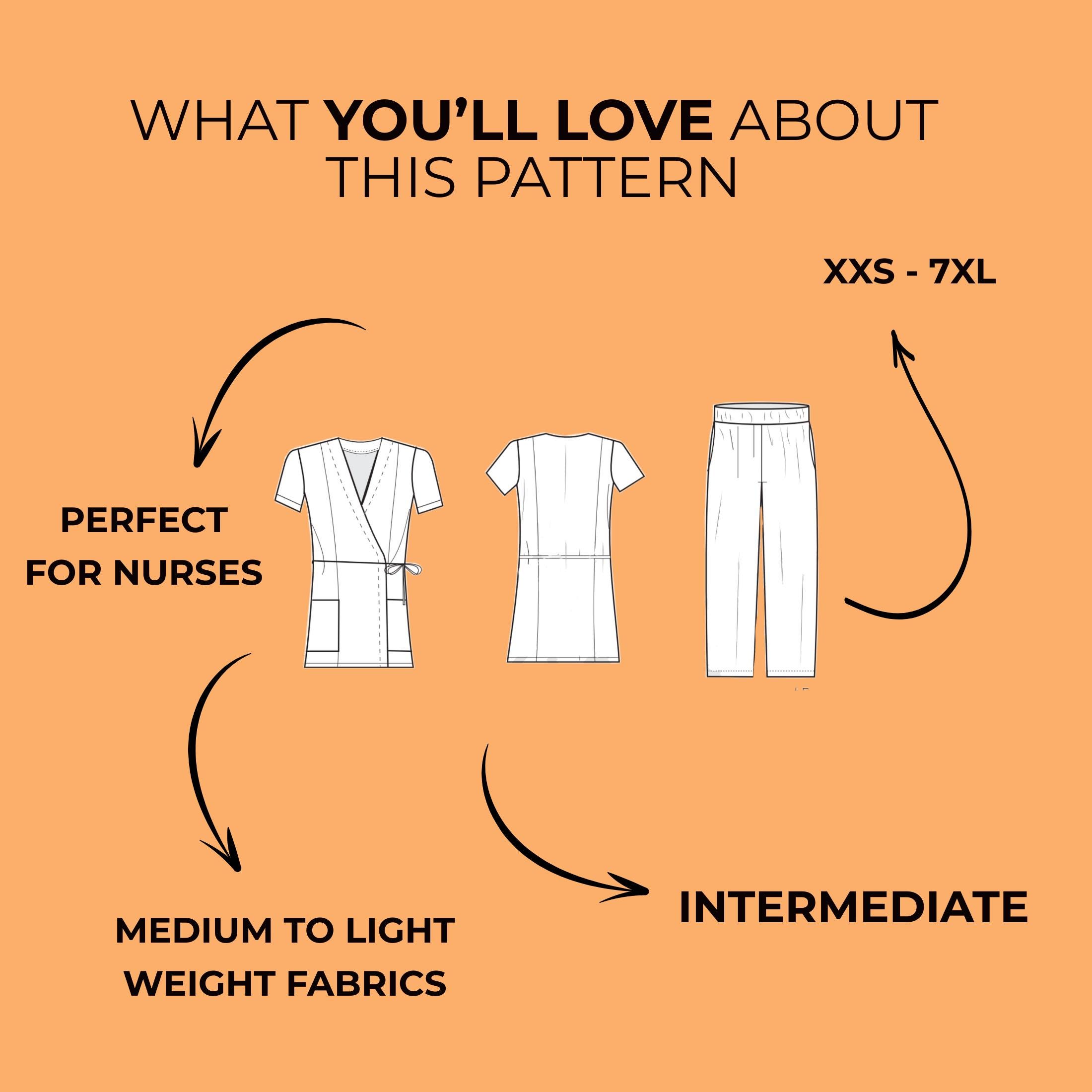 Scrubs Sewing Pattern | Medical Uniform Set | Nurse Scrubs | Pattern ...