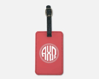 Alpha Chi Omega Gepäckanhänger (2er-Set) Scarlet Monogram | Kofferanhänger Bookbag Anhänger | Benutzerdefinierte AXO Travel Accessories Bid Day Big Little Geschenke