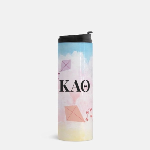 Kappa Alpha Theta Thermal Tumbler - Kites -16 oz. | Custom Theta Travel Mug Water Bottle | Official Greek Sorority Bid Day Big Little Gifts