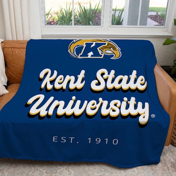 Kent State University XL 60x80 Sherpa Throw Blanket - Retro Letters | Official College Dorm Decor | Custom Student Alumnae Graduation Gifts