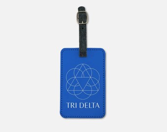 Tri Delta Gepäckanhänger (2er Set) Blau | Benutzerdefinierte Koffer-Buch-Taschenanhänger | Sorority Reisezubehör | Custom Bid Day Big Little Alumnae Geschenke