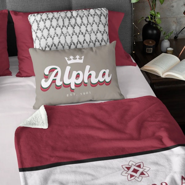 Alpha Lumbar Throw Pillow Cover - Retro  | Custom ASA Alpha Sig Dorm Decor | Official Sorority Greek Bid Day Big Little Gifts
