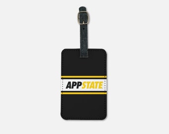 APP STATE (2er-Set) Gepäckanhänger schwarz | Benutzerdefinierte Koffer Bookbag Tag | "Offizielles Reisegeschenk für den Abschluss der Appalachian State Universität."