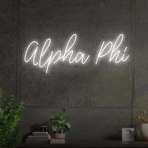 Alpha Phi LED Neon Script Sign w/ Dimmer