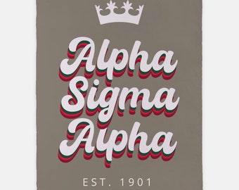 Alpha Sigma Alpha XL 60x80 Sherpa Throw Blanket - Retro | Custom Alpha Sig ASA Dorm Decor | Official Greek Sorority Bid Day Big Little Gifts