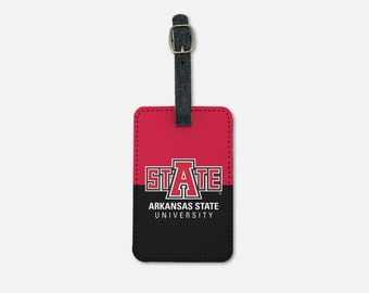 Étiquette à bagage Université d'État de l'Arkansas (Ensemble de 2) - Couleur divisée | Étiquettes officielles de sac à dos pour valise Red Wolves | Cadeaux personnalisés de remise des diplômes pour étudiants