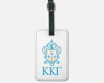 Étiquette à bagage Kappa Kappa Gamma (Ensemble de 2) - Armoiries | Étiquette personnalisée pour sac à main pour valise KKG | Accessoires officiels de cadeau de voyage de la sororité