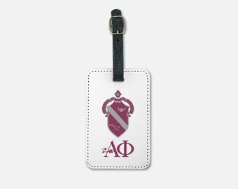 Alpha Phi Crest Gepäckanhänger mit Schnalle (2er Set) | Benutzerdefinierte APhi Koffer Bookbag Tag | Offizielle Sorority Merch | Reise-Accessoires | Geschenke