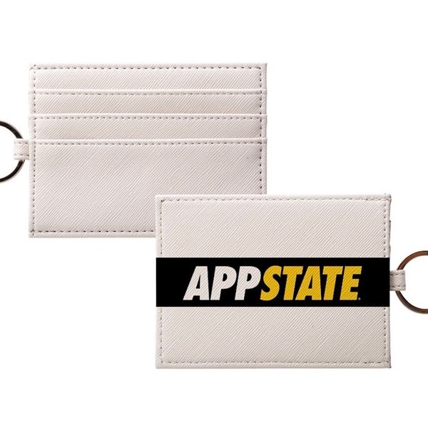 APP STATE Vegan Saffiano Leather Keychain Card Holder | Custom Appalachian State University Travel Wallet ID Credit Card Holder | Gifts