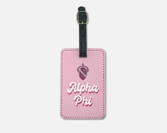 Alpha Phi Gepäckanhänger (2er Set) Retro | Benutzerdefinierte APhi Koffer Bookbag Tag | Offizielle Sorority Merch | Reise-Accessoires | Geschenke | Angebotstag