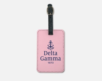 Delta Gamma (2er-Set) rosa Gepäckanhänger | Offizieller DG-Koffer-Büchertaschenanhänger | Dee Gee Sorority Reisezubehör | Große kleine Geschenke zum Bid Day