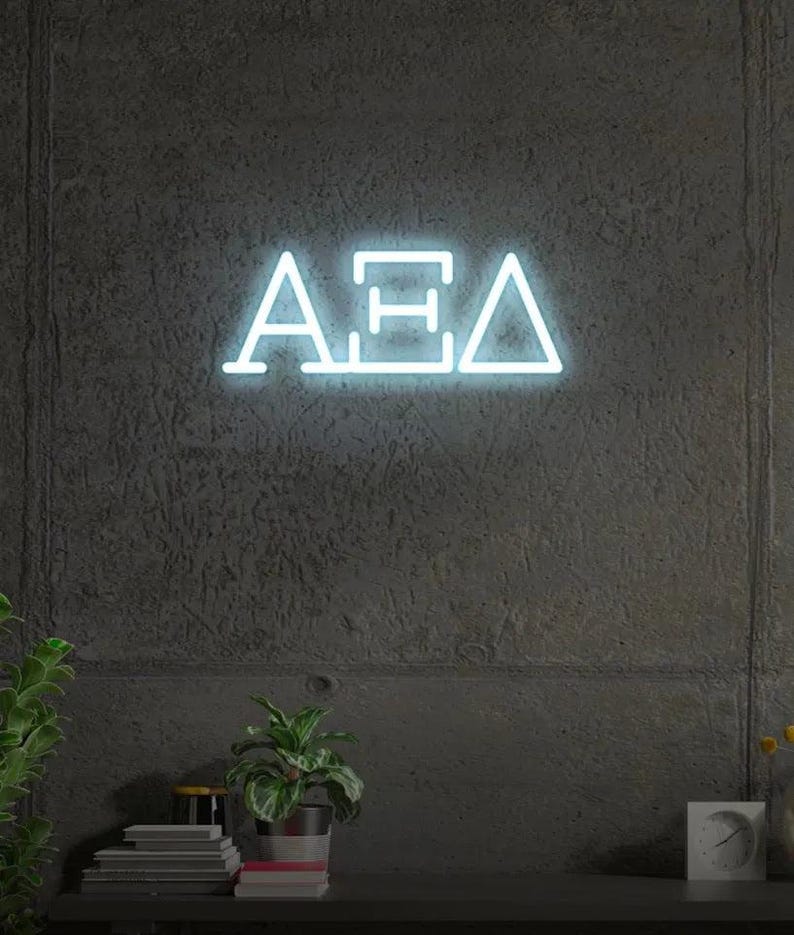 Alpha Xi Delta Greek Letters LED Neon Sign: Axid Sorority Dorm Decor ...