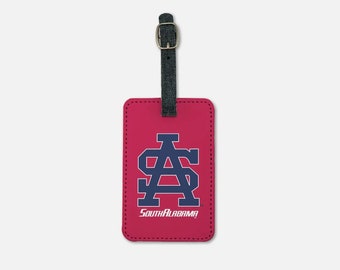 South Alabama (2er-Set) Gepäckanhänger blau SA Letters | Individuelle Koffer Jaguars Bookbag Tag | Das offizielle Reisegeschenk-Zubehör