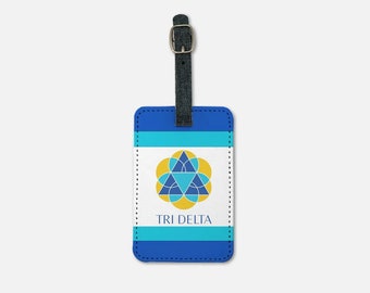 Tri Delta Gepäckanhänger (2er Set) - Streifen | Benutzerdefinierte Koffer-Buch-Taschenanhänger | Sorority Reisezubehör | Bid Day Big Little Alumnae Geschenke