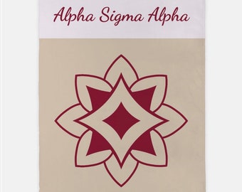 Alpha Sigma Alpha XL 60x80 Sherpa Throw Blanket Banda ancha / Decoración de dormitorio Alpha Sig ASA personalizada / Día oficial de oferta de hermandad de mujeres Grandes pequeños regalos