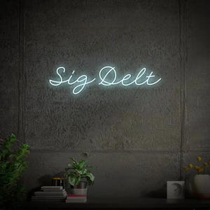 Sig Delt LED Neon Script Sign w/ Dimmer | Custom Sigma Delta Tau Decor l Wall Art  | Official Sorority Bedroom Sign Party Event Supplies