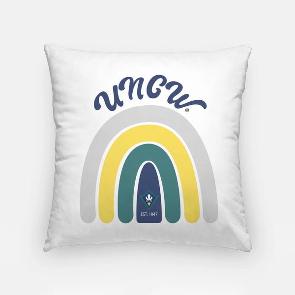 UNCW 18" Rainbow Throw Pillow Cover  | UNC Wilmington | Custom Dorm Decor | Official Seahawks Merch | Graduation Gifts | Licensed Fan Shop