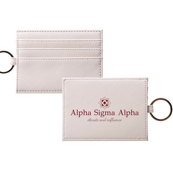 Alpha Sigma Alpha Vegan Saffiano Leather Keychain Cardholder | Custom ASA Travel Wallet ID Credit Cardholder | Bid Day Big Little Gifts