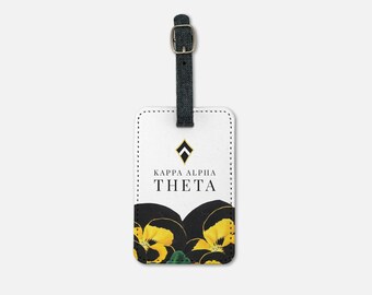 Kappa Alpha Theta (2er Set) Gepäckanhänger - Stiefmütterchen | Benutzerdefinierte Theta Koffer Bookbag Anhänger | Offizielle griechische Sorority Bid Day Big Little Geschenke