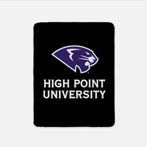 High Point University XL 60x80 Panther Sherpa Blanket | Custom College HPU Dorm Decor | Official Fan Merch | Graduation Alumnae Gifts