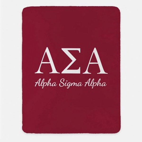 Alpha Sigma Alpha XL 60x80 Sherpa Blanket | Custom Alpha Sig ASA Dorm Decor | Official Greek Sorority Bid Day Big Little Gifts