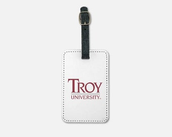 Troy (Lot de 2) Étiquette à bagage traditionnelle | Étiquette de sac à dos personnalisée Trojans | Cadeaux officiels de remise des diplômes d'étudiants universitaires