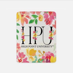 HPU XL 60x80 Floral Monogram Sherpa Blanket | Custom High Point University Dorm Decor | Official Panthers Merch | College Graduation Gifts