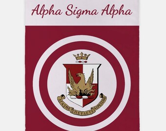 Alpha Sigma Alpha XL 60x80 Sherpa Throw Blanket - Crest Bullseye | Custom Alpha Sig ASA Dorm Decor | Official Bid Day Big Little Gifts