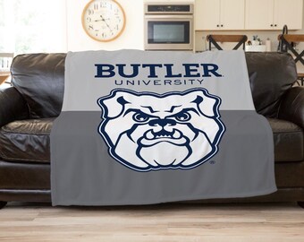 Butler University Sherpa Blanket - Color Split XL 60x80 | Custom Butler Bulldogs Gifts | College Dorm Blanket | Official Merch | Graduation