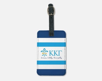 Kappa Kappa gama (2er Set) Gepäckanhänger - Streifen | Personalisierte KKG Koffer Bookbag Tag | Offizielle griechische Sorority-Reisegeschenkzubehör