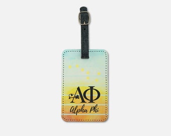 de bagages Alpha Phi (Lot de 2) - Coucher de soleil de la Grande Ourse | Étiquette personnalisée de sac à dos pour valise AHi | Marchandise officielle de la sororité | Accessoires de voyage | Cadeaux