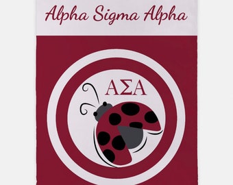 Alpha Sigma Alpha XL 60x80 Sherpa Throw Blanket - Dot Bullseye | Custom Alpha Sig ASA Dorm Decor | Official Greek  Bid Day Big Little Gifts