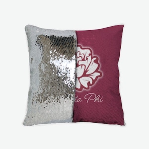 Pi Beta Phi Carnation Sequin Pillow Cover | Custom Pi Phi Dorm Decor | Official Greek Sorority Bid Day Big Little Gifts