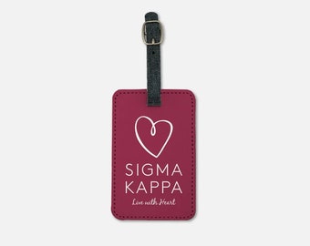 Signa Kappa (2er-Set) Maroon Gepäckanhänger | Officell Sig Kap Koffer Bookbag Tag | Benutzerdefinierte griechische Sorority Bid Day große kleine Geschenke