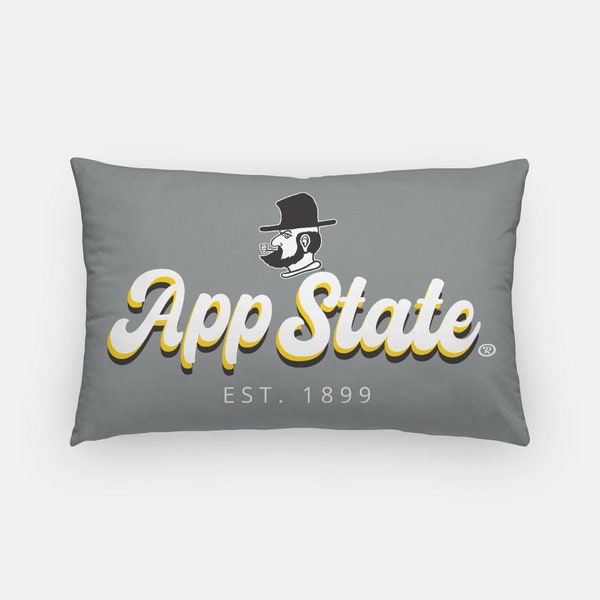 APP STATE Retro LumbarThrow Pillow Cover | Custom Appalachian State Dorm Decor | Official Mountaineers Merch | Graduation Alumnae Gifts