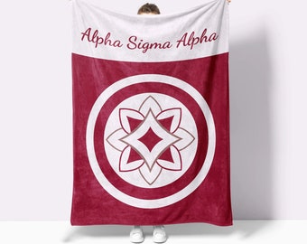 Alpha Sigma Alpha XL 60x80 Sherpa Throw Blanket - Logomark Bullseye | Custom Alpha Sig ASA Dorm Decor | Official Bid Day Big Little Gifts