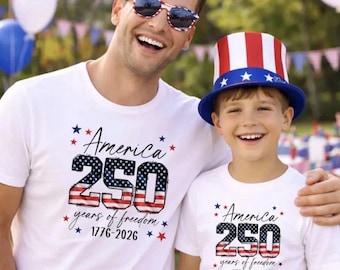 America 250 Family Matching Shirts, Fourth of July Family Shirts, 250 Years of Freedom Tee, Patriotic Parent Child Matching Outfit