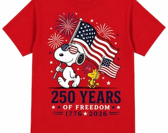 America 250 Years of Freedom Shirt, America 250 Tee, Patriotic Peanuts Shirt, 4th of July 2026 Shirt, USA Flag Tee