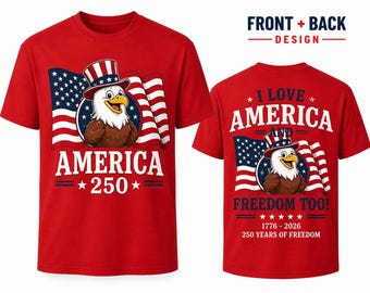 America 250 Eagle Tee, Patriotic July 4th Youth Shirt, Red White Blue Clothing, Texan shirt for Independence Day