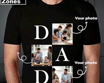 Personalized Dad Photo Shirt, Custom Photo Father’s Day Gift, DAD Picture Collage Tee, Gift for Dad from Kids, Family Photo Shirt