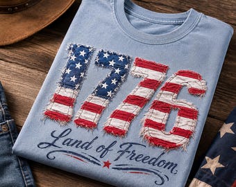 1776 Land of Freedom Shirt, Patriotic USA Tee, Fourth of July Shirt, America 250 Celebration Tee, Vintage American Flag Graphic T-Shirt