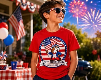 250th Anniversary USA T-Shirt, 1776 - 2026 Patriotic Beaver Shirt, America Semiquincentennial Tee, 4th of July Uncle Sam Beaver Graphic